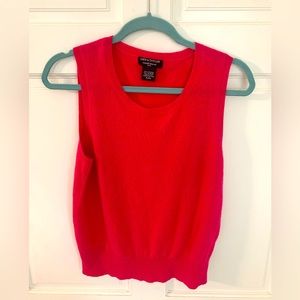 Lord & Taylor Bright Pink Fuschia Cashmere Shell Sleeveless Sweater Vest PL